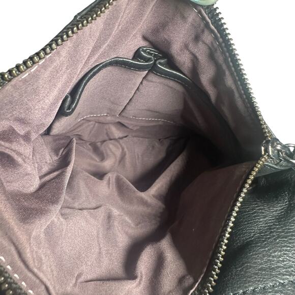 Kooba Black Leather Crossbody Bag Slouchy Zip Front Adjustable Strap Purse - Picture 6 of 10